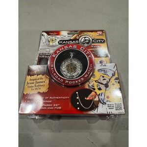 Kansas City Railroad Pocket Watch Jesse James American Historic Society Silver